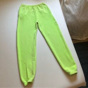 SANDY LIANG neon green terry knit elastic drawstring waist jogger sweat pants